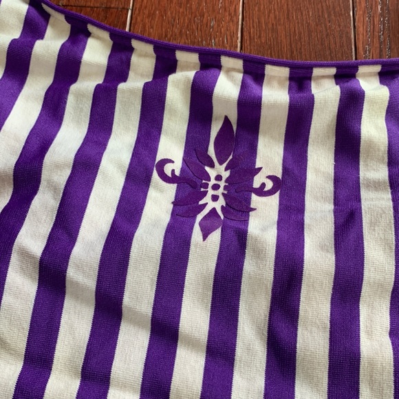 NWT Vintage Le Cove retro stripe cotton swimsuit bathing suit S/M - Picture 2 of 7